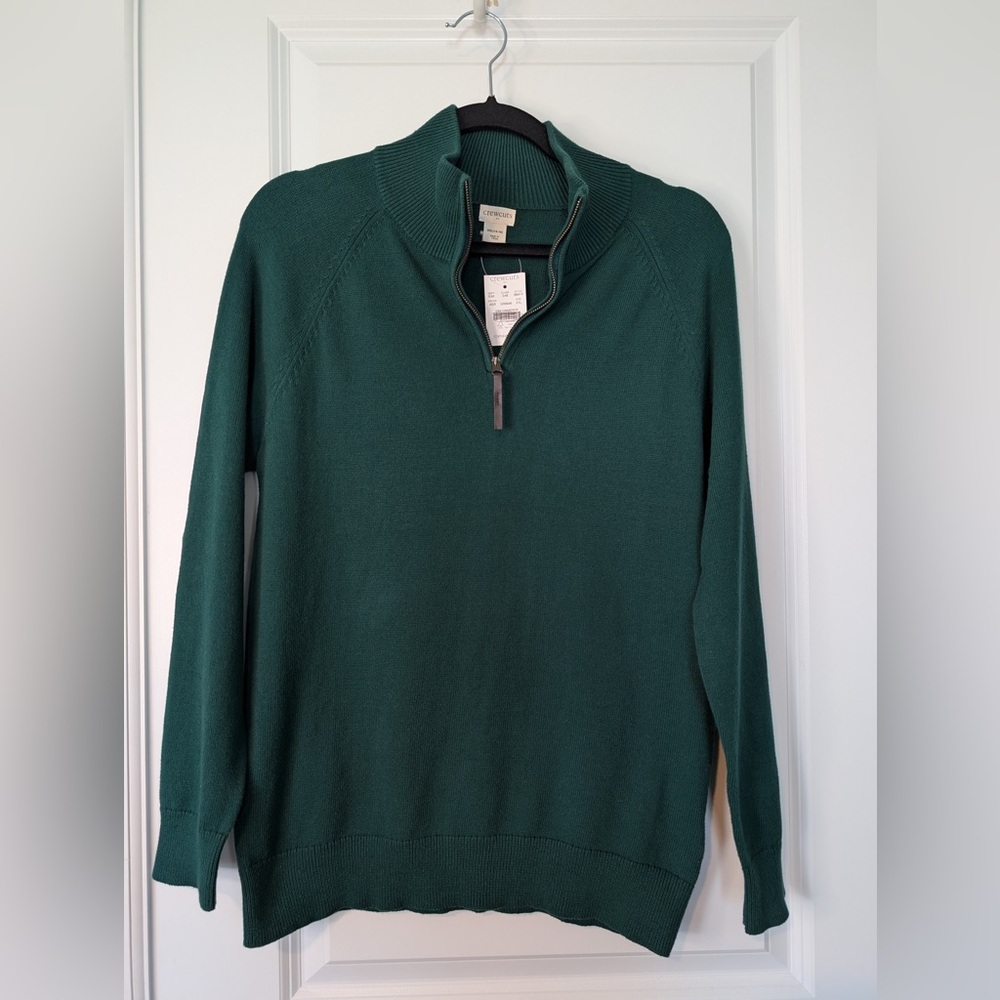 J.Crew Factory Boys' Cotton Half-Zip Pullover Sweater Academic Green NWT XXL